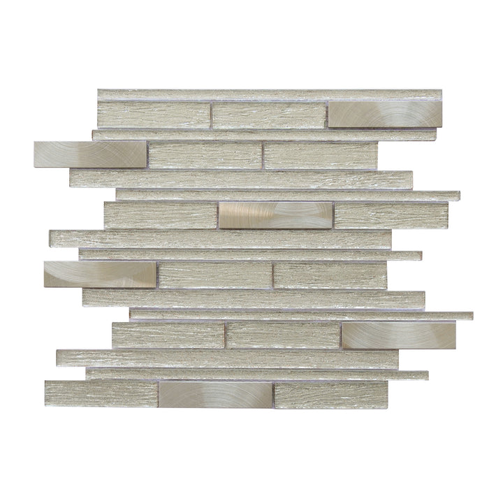 Ardcarn 11.8" x 10.9" Rectangular Laminated Glass Mosaic Mix Aluminum Wall Tile