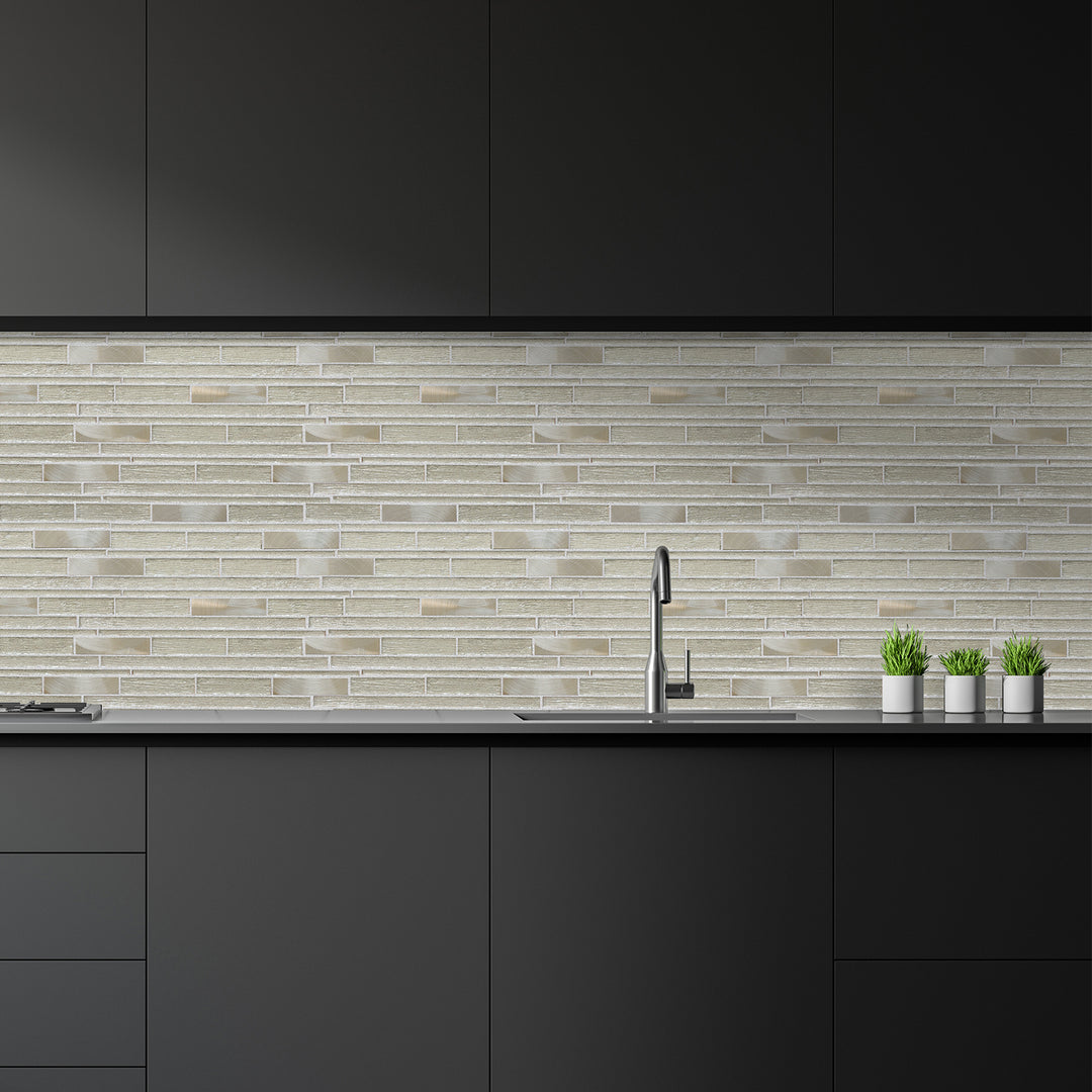 Ardcarn 11.8" x 10.9" Rectangular Laminated Glass Mosaic Mix Aluminum Wall Tile