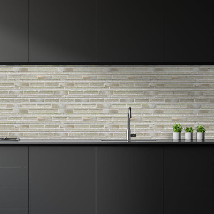 Ardcarn 11.8" x 10.9" Rectangular Laminated Glass Mosaic Mix Aluminum Wall Tile