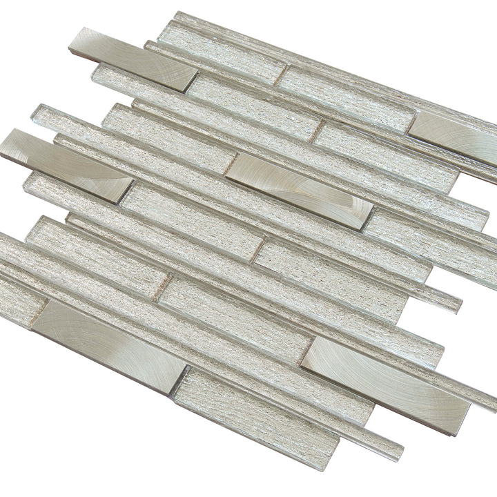 Ardcarn 11.8" x 10.9" Rectangular Laminated Glass Mosaic Mix Aluminum Wall Tile