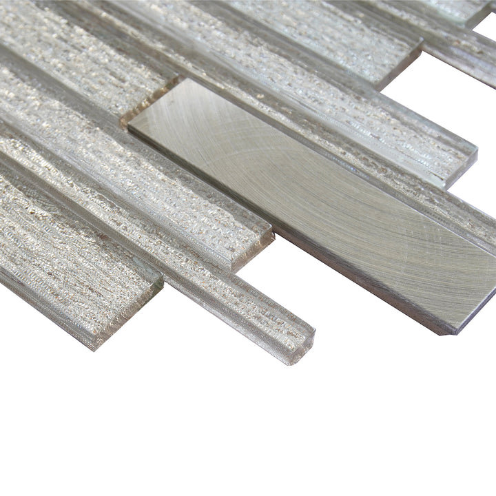 Ardcarn 11.8" x 10.9" Rectangular Laminated Glass Mosaic Mix Aluminum Wall Tile