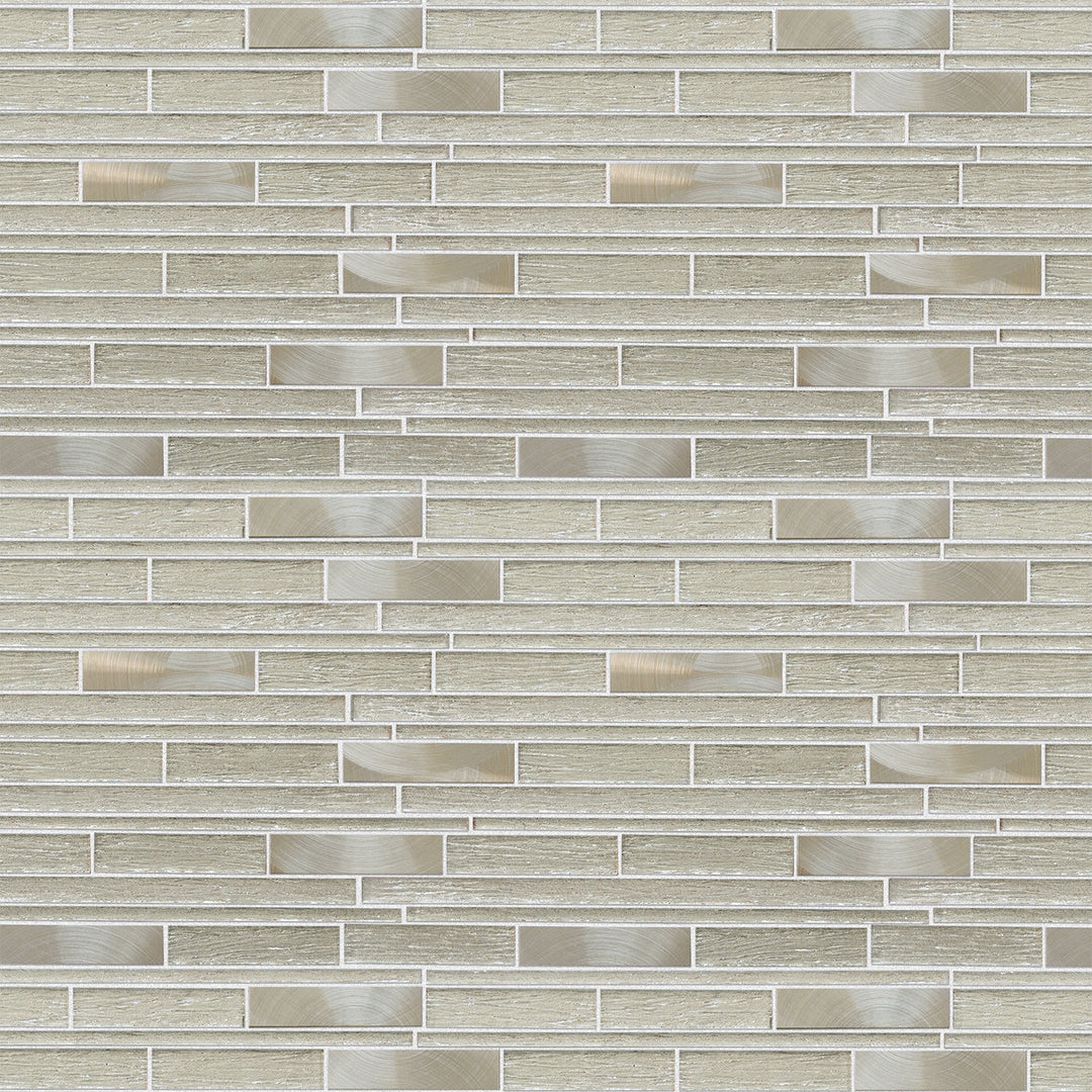 Ardcarn 11.8" x 10.9" Rectangular Laminated Glass Mosaic Mix Aluminum Wall Tile