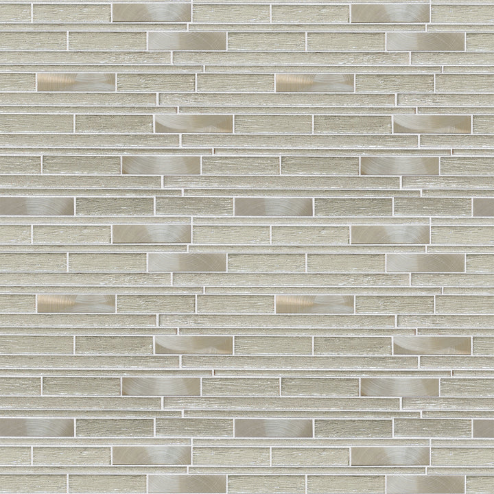 Ardcarn 11.8" x 10.9" Rectangular Laminated Glass Mosaic Mix Aluminum Wall Tile