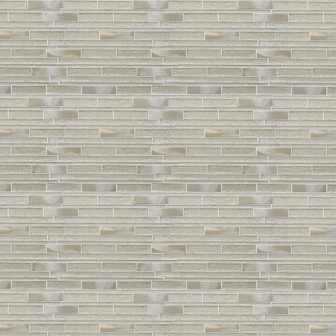 Ardcarn 11.8" x 10.9" Rectangular Laminated Glass Mosaic Mix Aluminum Wall Tile