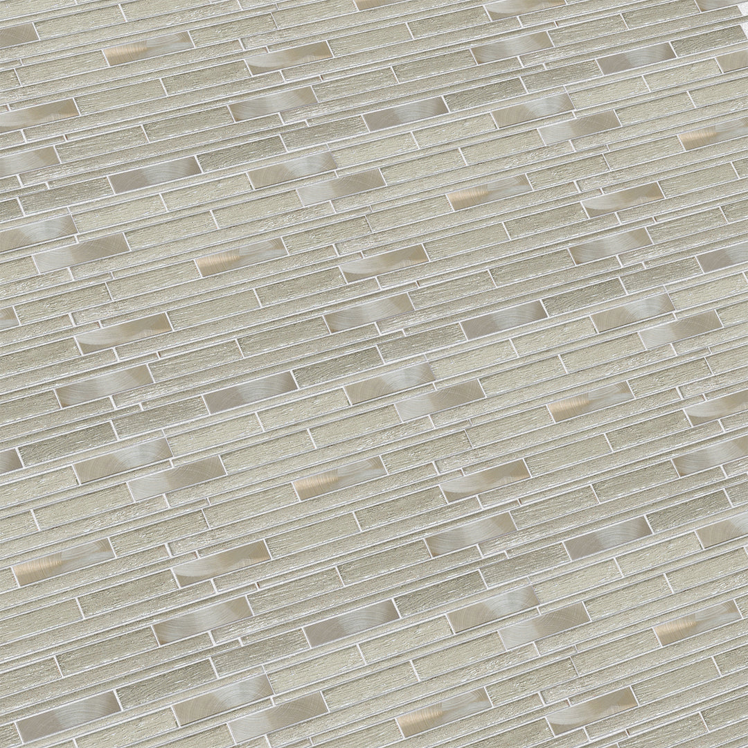 Ardcarn 11.8" x 10.9" Rectangular Laminated Glass Mosaic Mix Aluminum Wall Tile