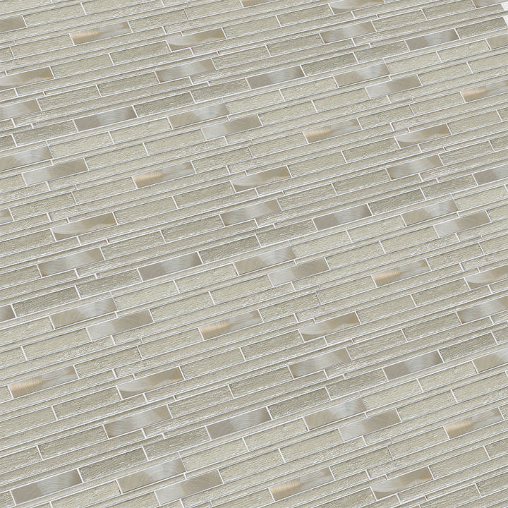 Ardcarn 11.8" x 10.9" Rectangular Laminated Glass Mosaic Mix Aluminum Wall Tile
