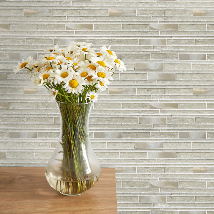 Ardcarn 11.8" x 10.9" Rectangular Laminated Glass Mosaic Mix Aluminum Wall Tile