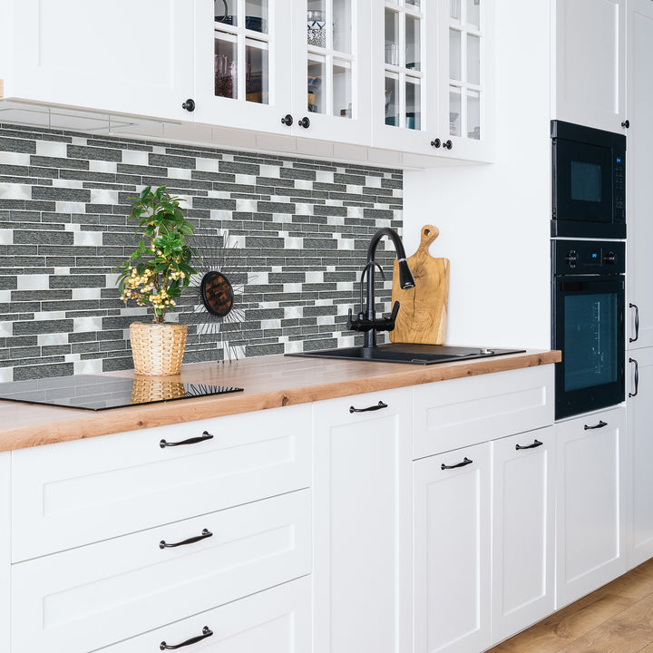 Glena 11.8" x 11.8" Rectangular Laminated Glass Mosaic Mix Aluminum Wall Tile