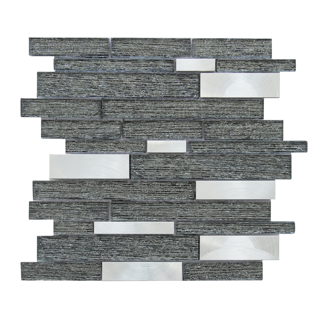 Ardcarn 11.8" x 10.9" Rectangular Laminated Glass Mosaic Mix Aluminum Wall Tile