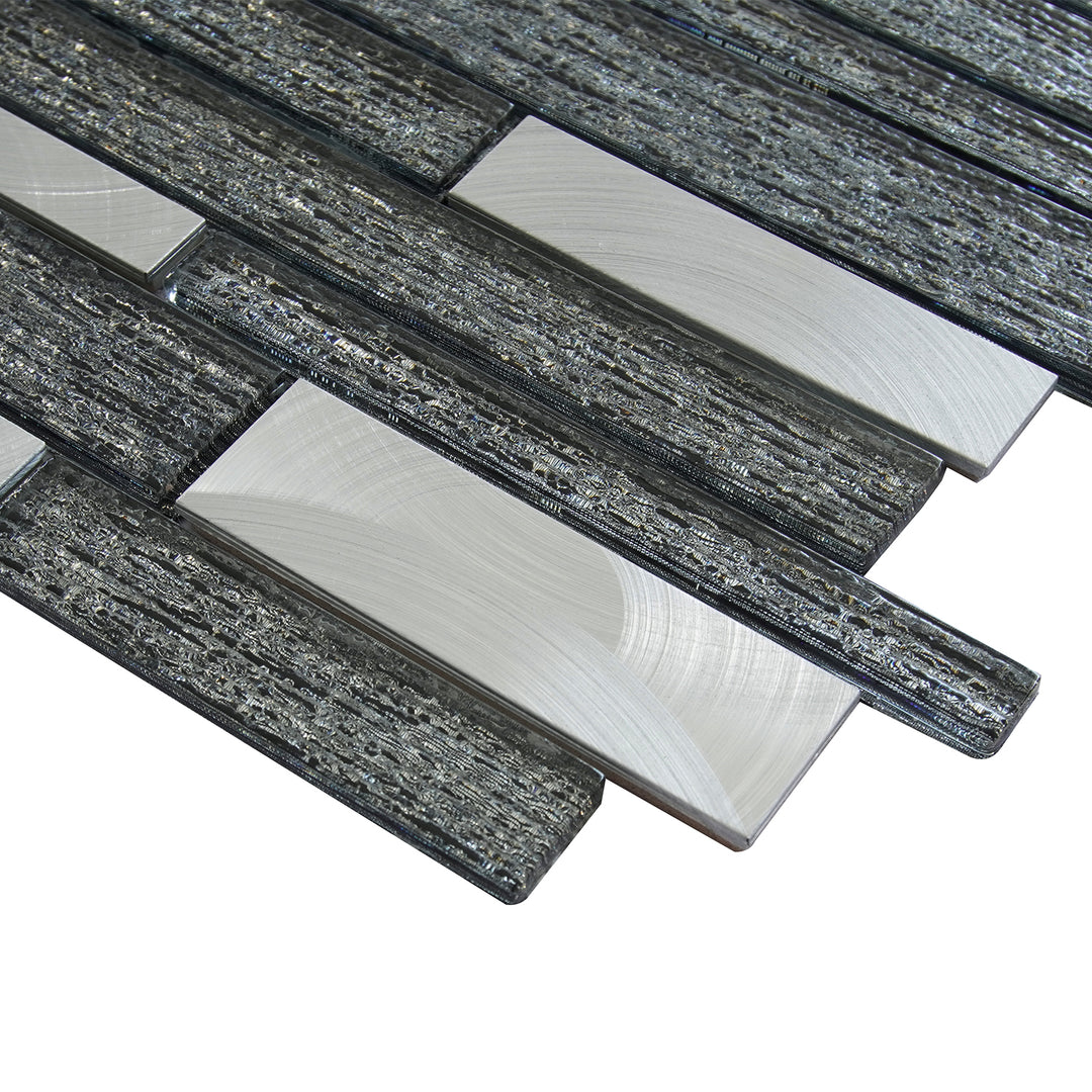 Ardcarn 11.8" x 10.9" Rectangular Laminated Glass Mosaic Mix Aluminum Wall Tile