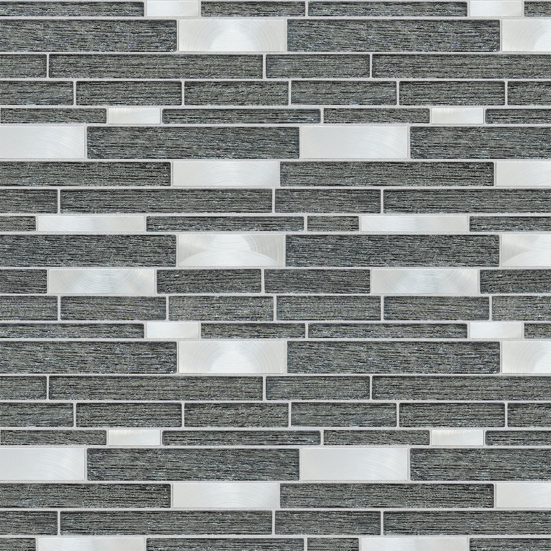 Glena 11.8" x 11.8" Rectangular Laminated Glass Mosaic Mix Aluminum Wall Tile