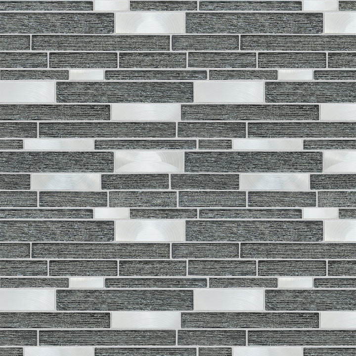 Glena 11.8" x 11.8" Rectangular Laminated Glass Mosaic Mix Aluminum Wall Tile
