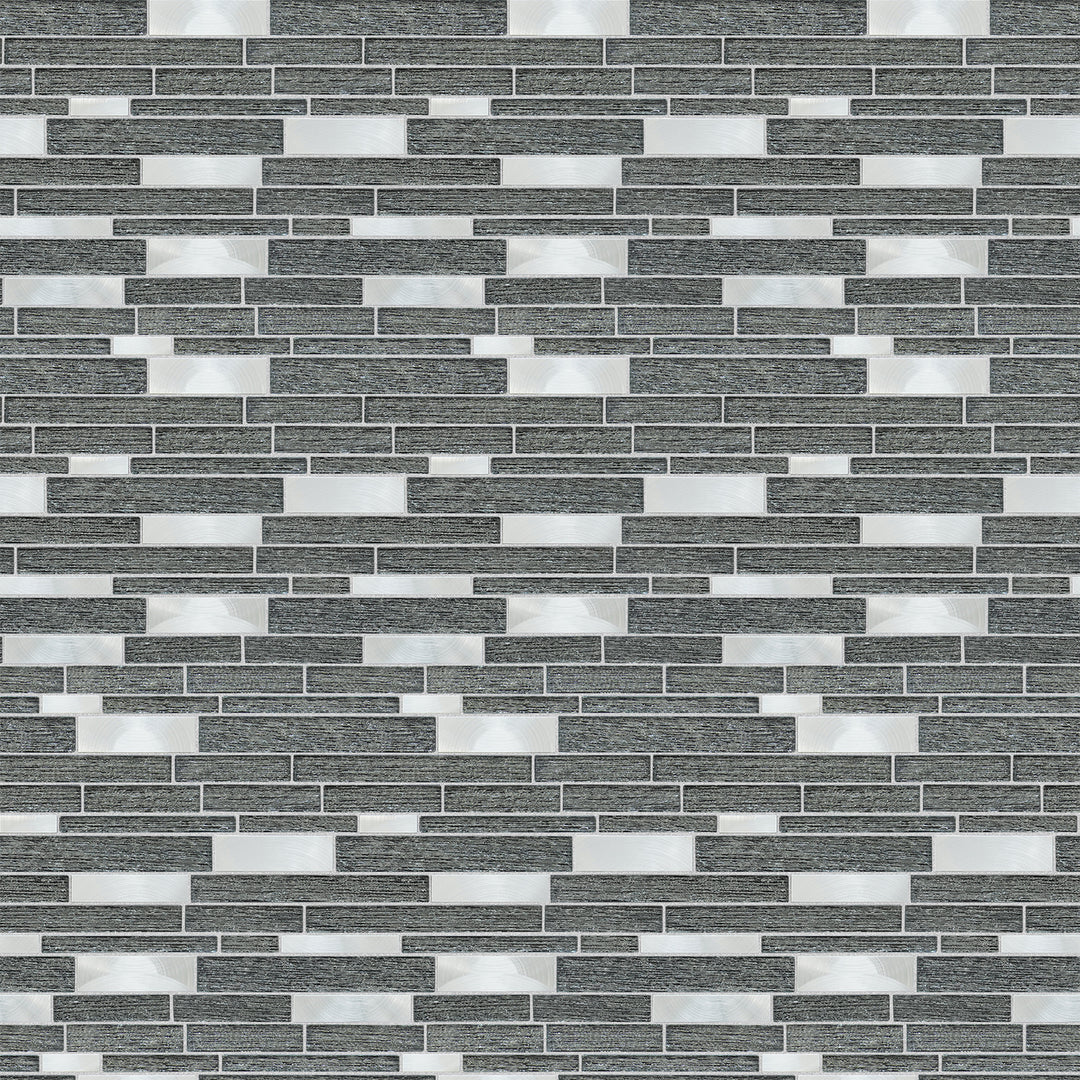 Ardcarn 11.8" x 10.9" Rectangular Laminated Glass Mosaic Mix Aluminum Wall Tile