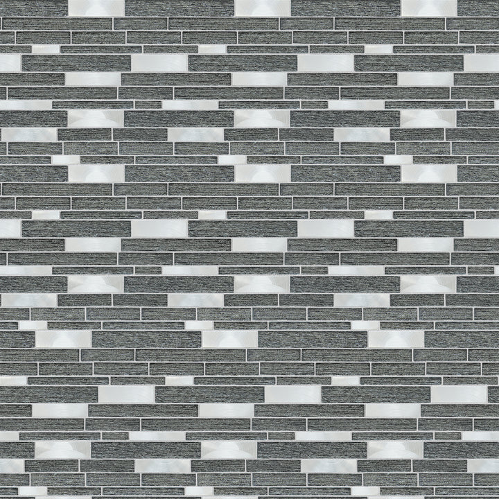 Ardcarn 11.8" x 10.9" Rectangular Laminated Glass Mosaic Mix Aluminum Wall Tile