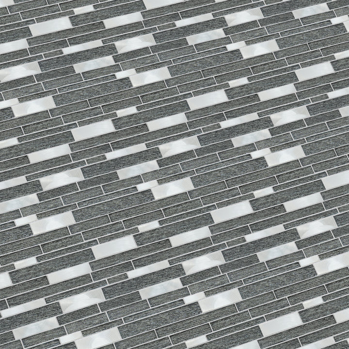 Ardcarn 11.8" x 10.9" Rectangular Laminated Glass Mosaic Mix Aluminum Wall Tile