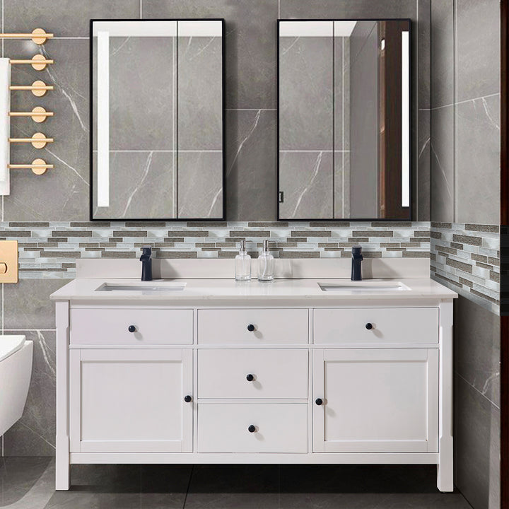 Glena 11.8" x 11.8" Rectangular Laminated Glass Mosaic Mix Aluminum Wall Tile