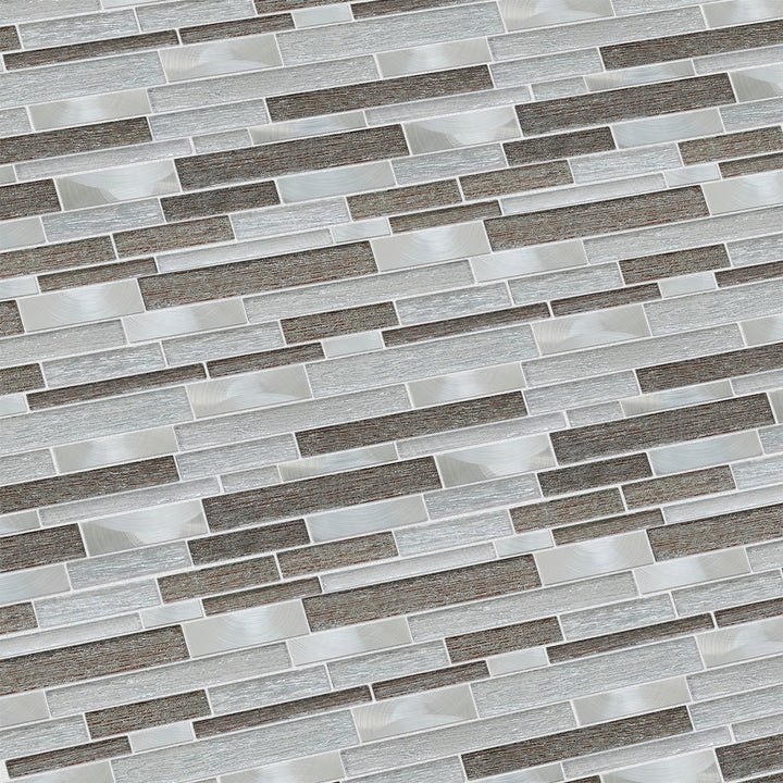 Glena 11.8" x 11.8" Rectangular Laminated Glass Mosaic Mix Aluminum Wall Tile