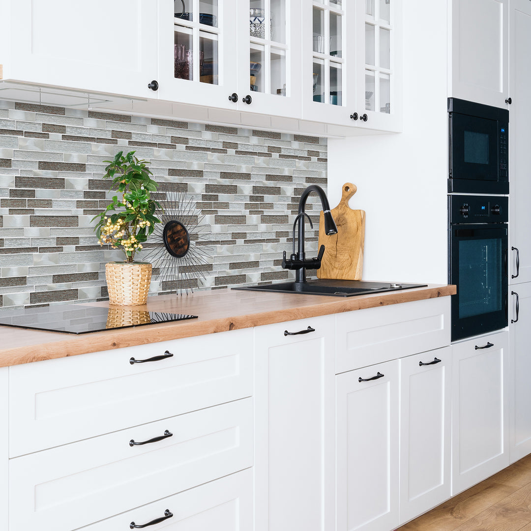 Glena 11.8" x 11.8" Rectangular Laminated Glass Mosaic Mix Aluminum Wall Tile
