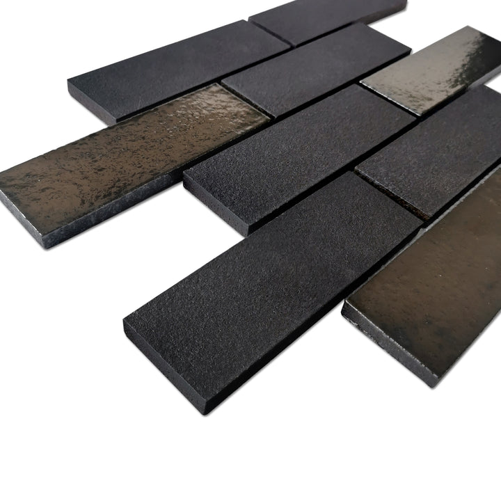 Lorca 11.18" x 9.84" Subway Lava Stone Mosaic Floor and Wall Tile