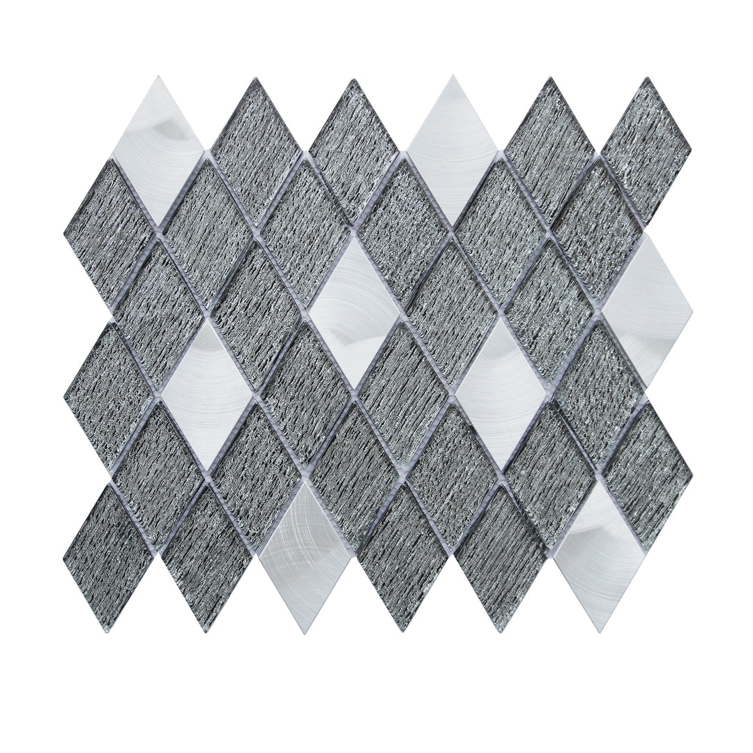 Ballagh 9.9" x 12" Diamond Laminated Glass Mosaic Mix Aluminum Wall Tile