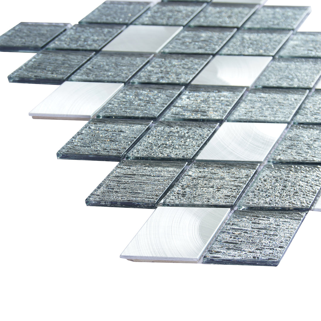 Ballagh 9.9" x 12" Diamond Laminated Glass Mosaic Mix Aluminum Wall Tile
