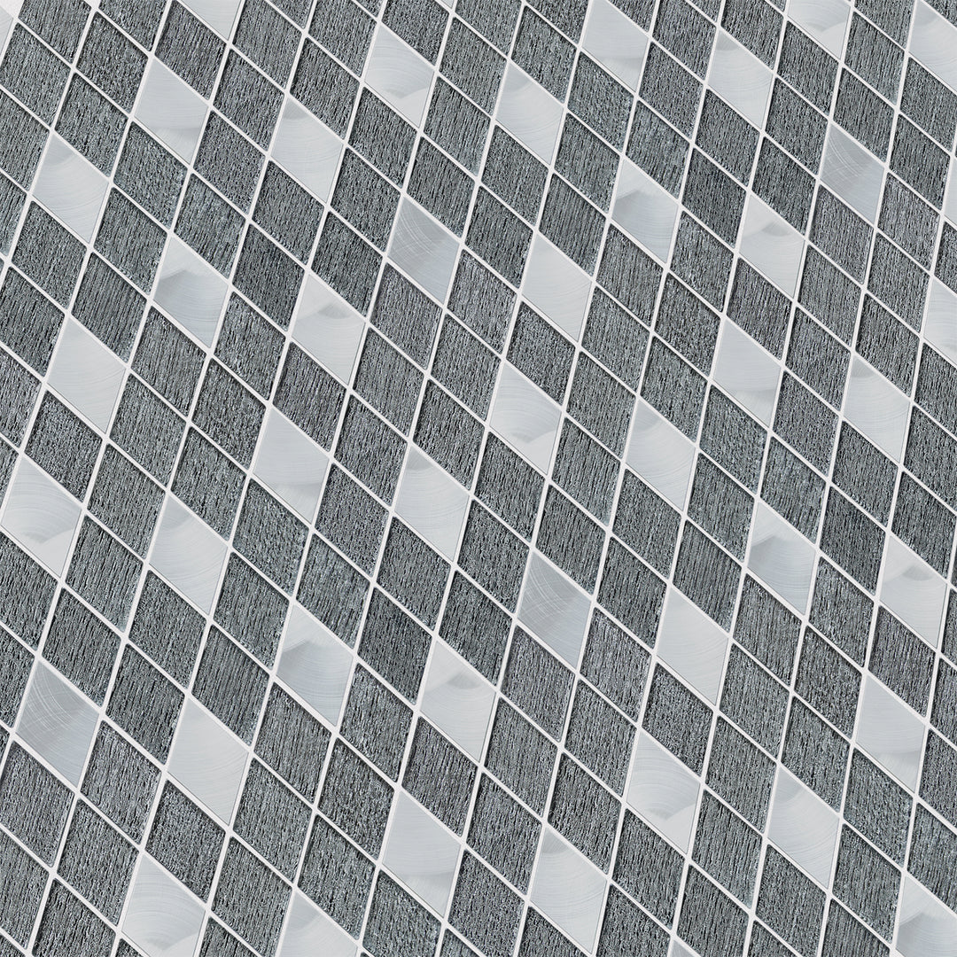 Ballagh 9.9" x 12" Diamond Laminated Glass Mosaic Mix Aluminum Wall Tile
