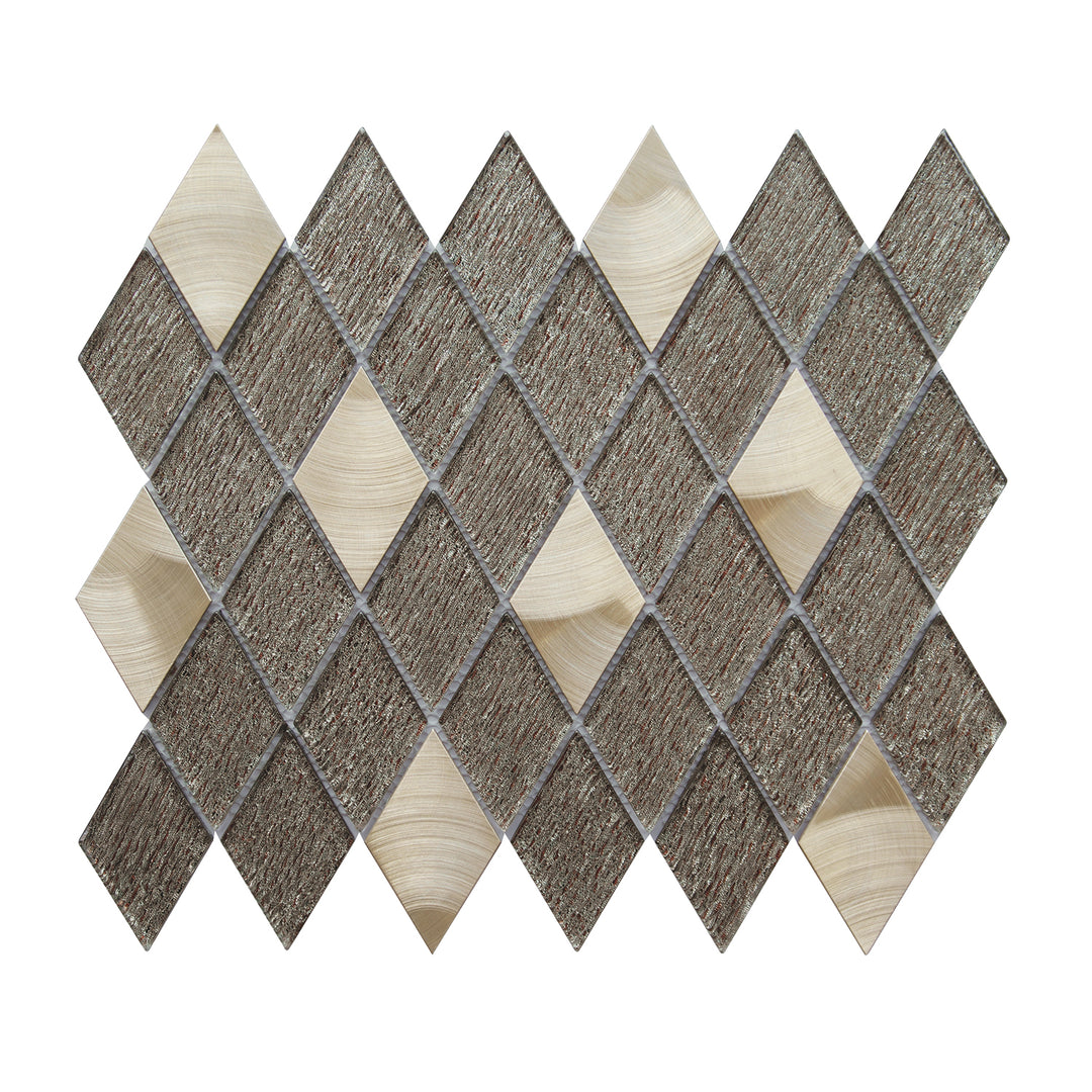 Ballagh 9.9" x 12" Diamond Laminated Glass Mosaic Mix Aluminum Wall Tile
