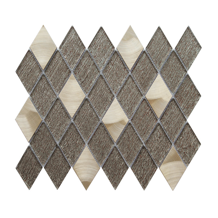 Ballagh 9.9" x 12" Diamond Laminated Glass Mosaic Mix Aluminum Wall Tile