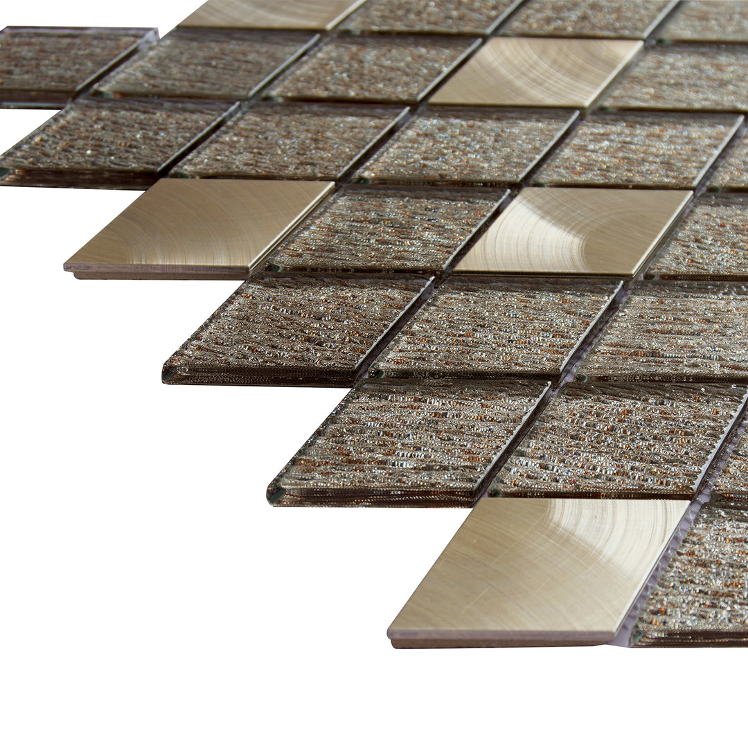 Ballagh 9.9" x 12" Diamond Laminated Glass Mosaic Mix Aluminum Wall Tile