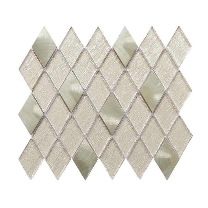 Ballagh 9.9" x 12" Diamond Laminated Glass Mosaic Mix Aluminum Wall Tile