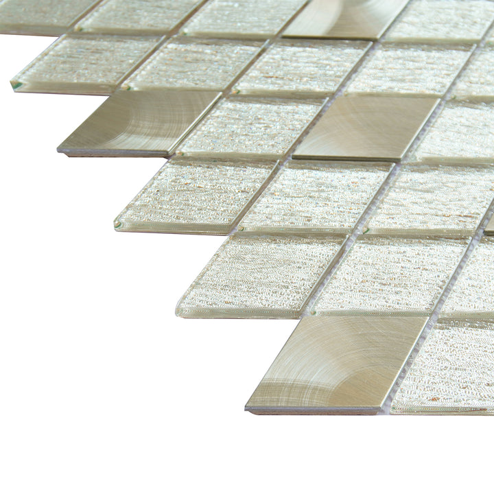 Ballagh 9.9" x 12" Diamond Laminated Glass Mosaic Mix Aluminum Wall Tile