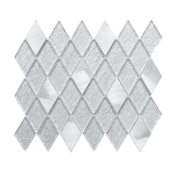 Ballagh 9.9" x 12" Diamond Laminated Glass Mosaic Mix Aluminum Wall Tile