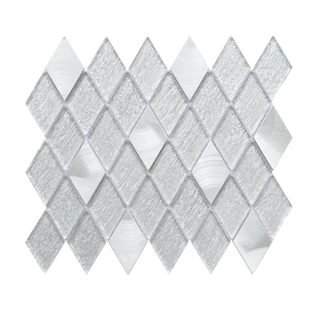 Ballagh 9.9" x 12" Diamond Laminated Glass Mosaic Mix Aluminum Wall Tile
