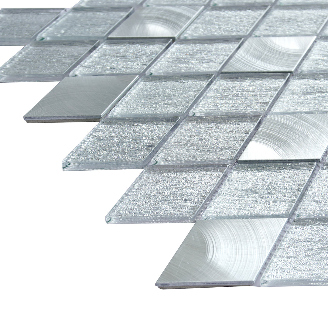 Ballagh 9.9" x 12" Diamond Laminated Glass Mosaic Mix Aluminum Wall Tile