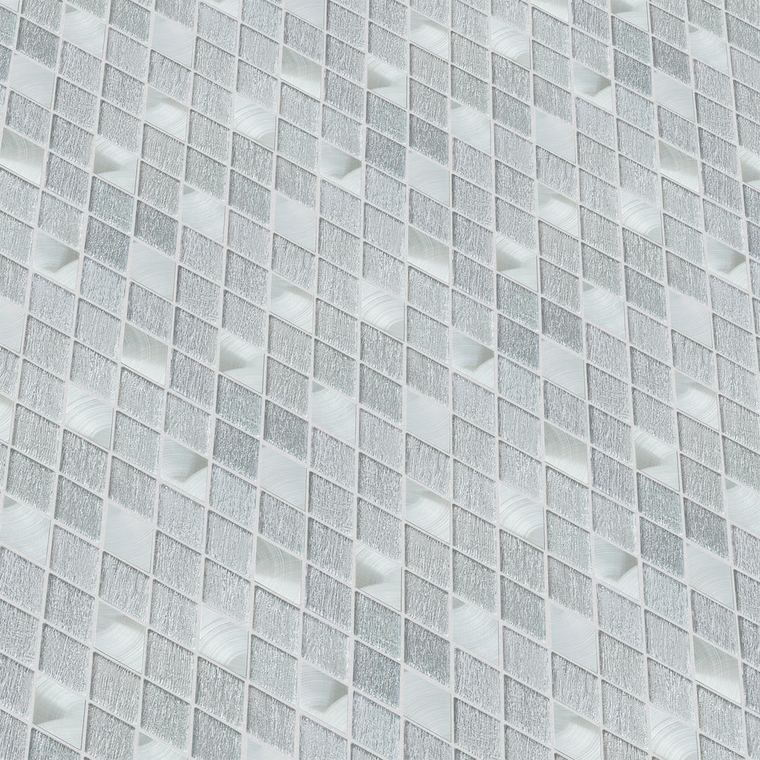 Ballagh 9.9" x 12" Diamond Laminated Glass Mosaic Mix Aluminum Wall Tile