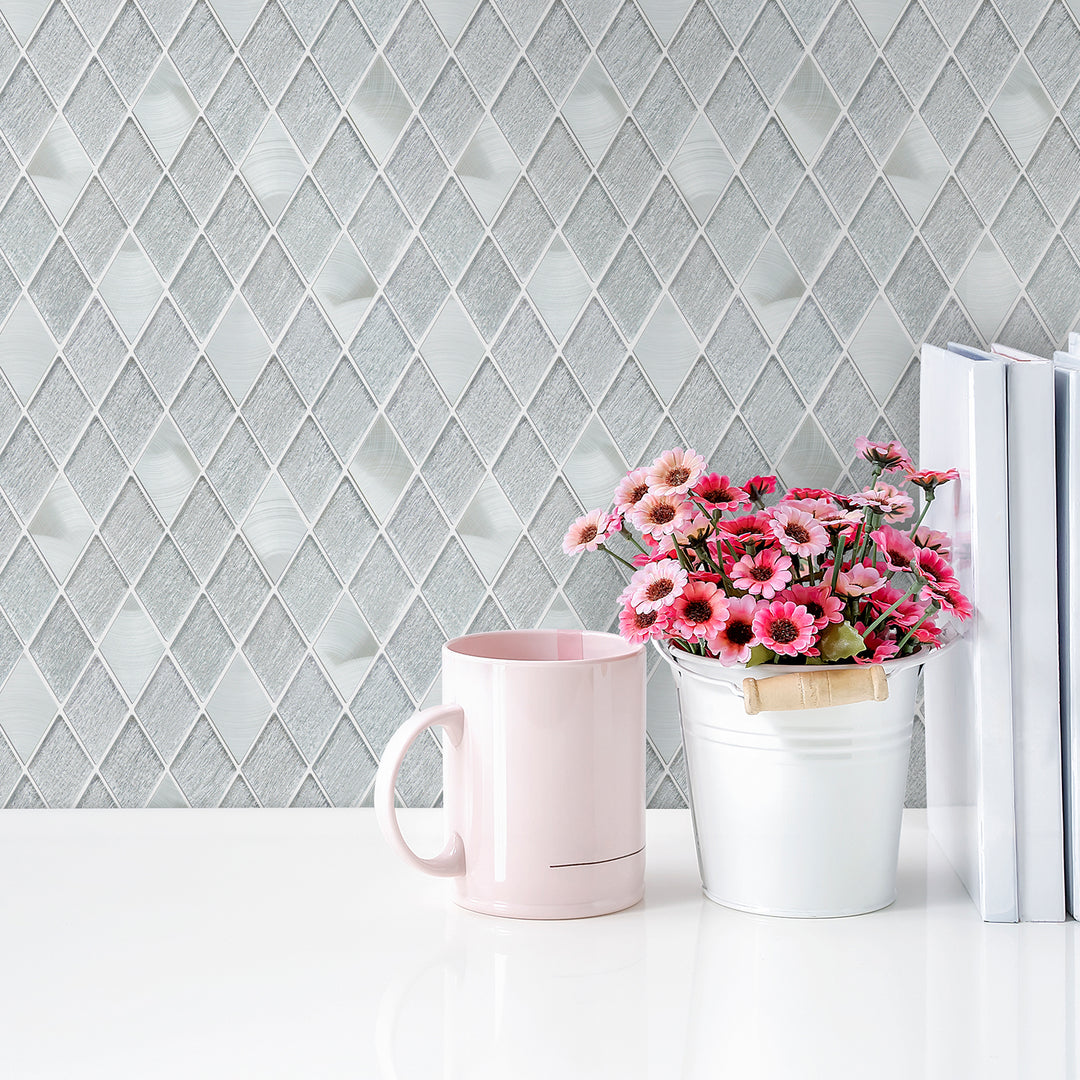 Ballagh 9.9" x 12" Diamond Laminated Glass Mosaic Mix Aluminum Wall Tile
