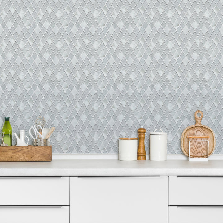 Ballagh 9.9" x 12" Diamond Laminated Glass Mosaic Mix Aluminum Wall Tile