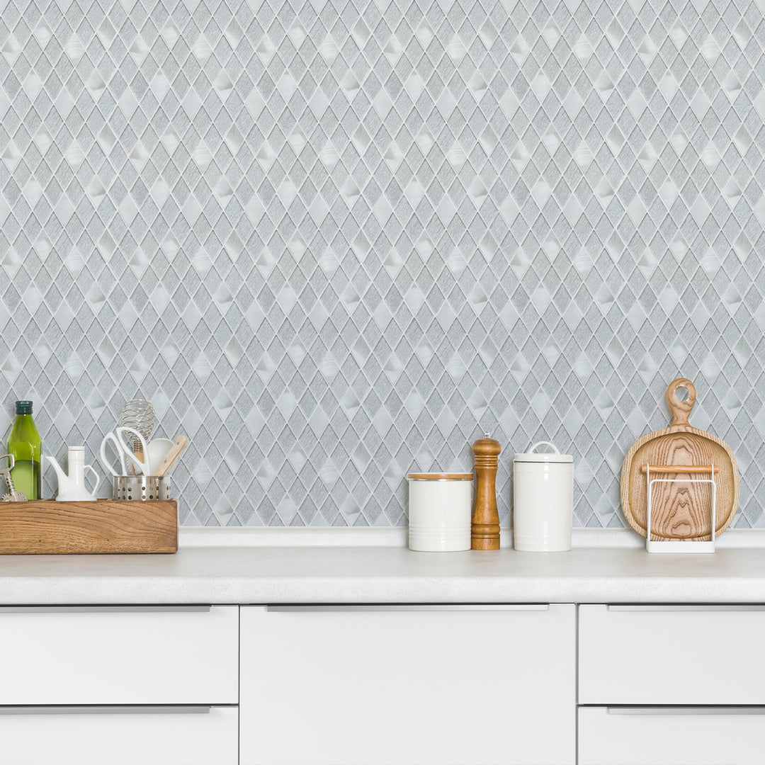 Ballagh 9.9" x 12" Diamond Laminated Glass Mosaic Mix Aluminum Wall Tile