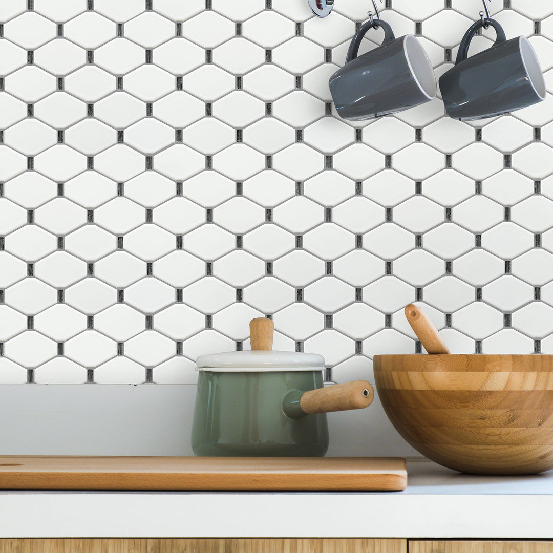 Badajoz 11.5” x 10.94” Honeycomb Glass Mosaic Floor and Wall Tile