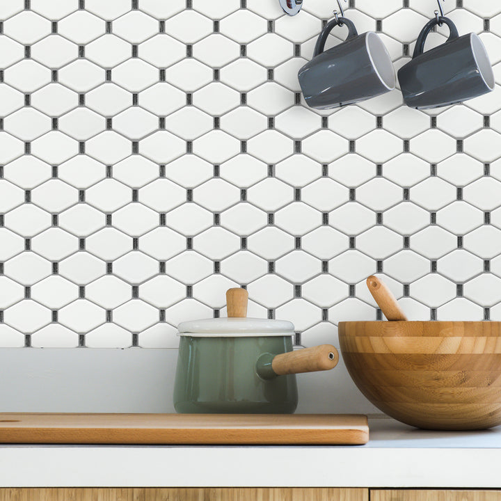 Badajoz 11.5” x 10.94” Honeycomb Glass Mosaic Floor and Wall Tile