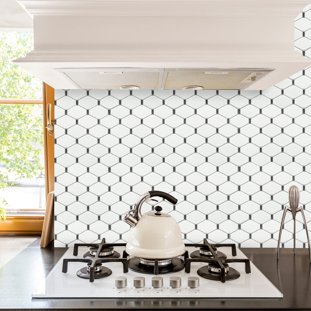 Badajoz 11.5” x 10.94” Honeycomb Glass Mosaic Floor and Wall Tile