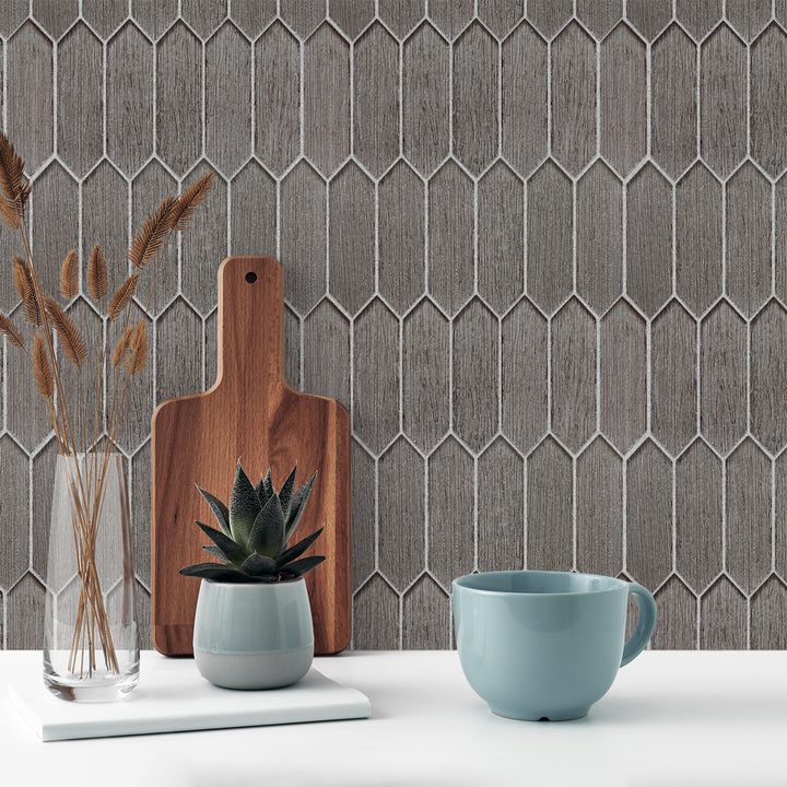 Windey 10.9" x 11.3" Hexagon Laminated Glass Mosaic Wall Tile