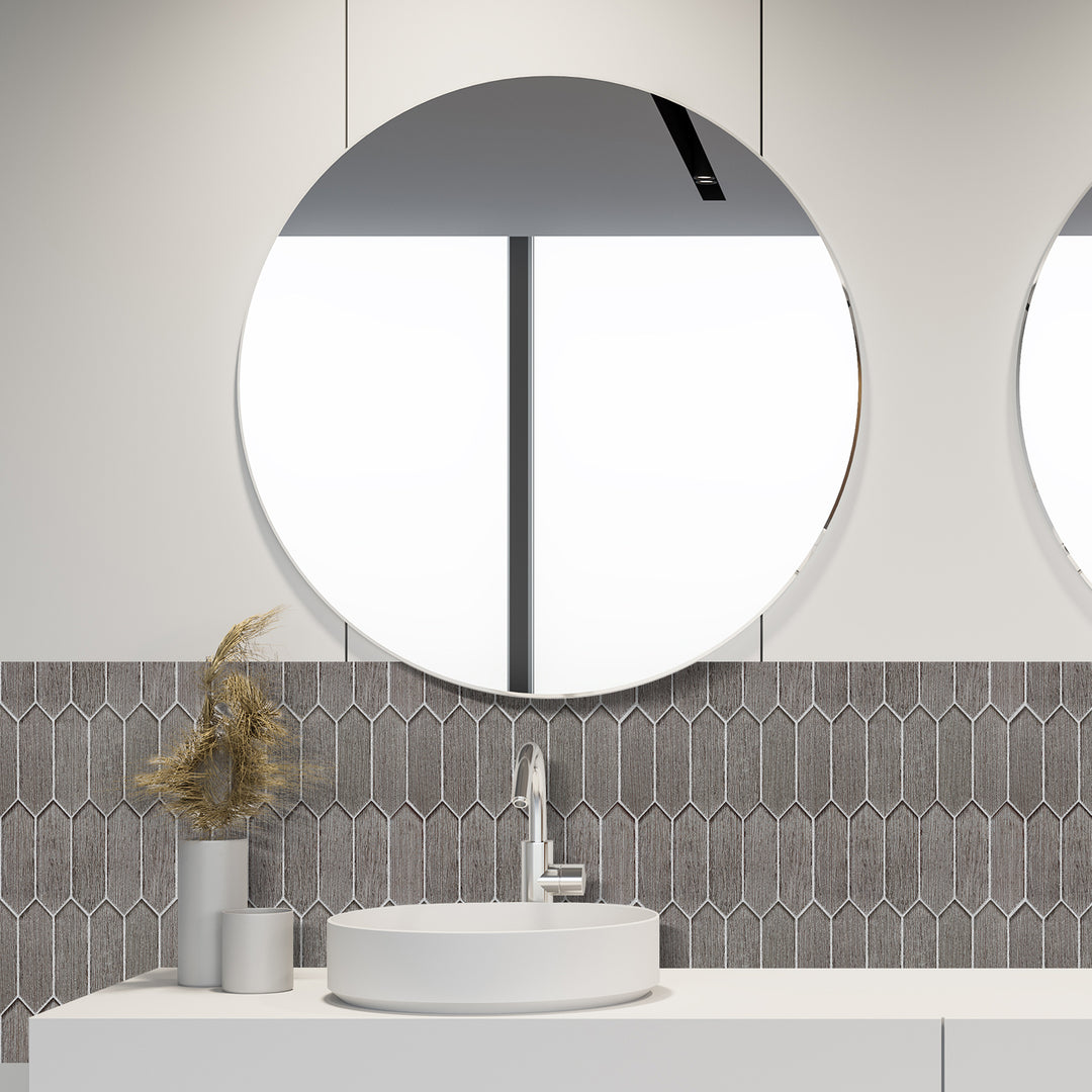 Windey 10.9" x 11.3" Hexagon Laminated Glass Mosaic Wall Tile