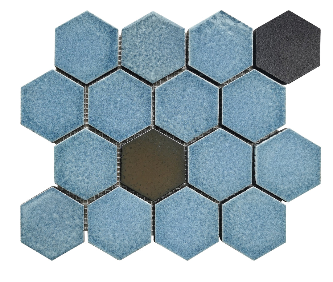 Lugo 12.1" x 10.43" Lava Stone Mosaic Floor and Wall Tile