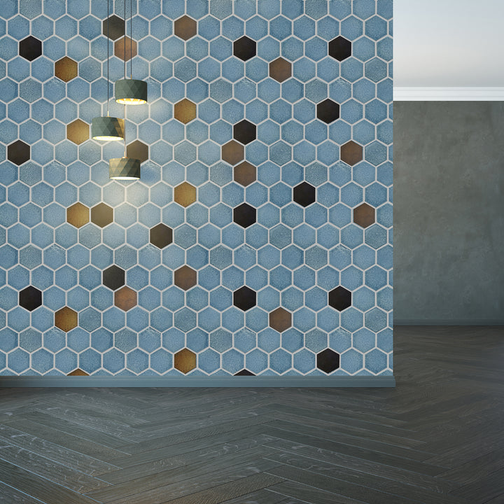 Lugo 12.1" x 10.43" Lava Stone Mosaic Floor and Wall Tile
