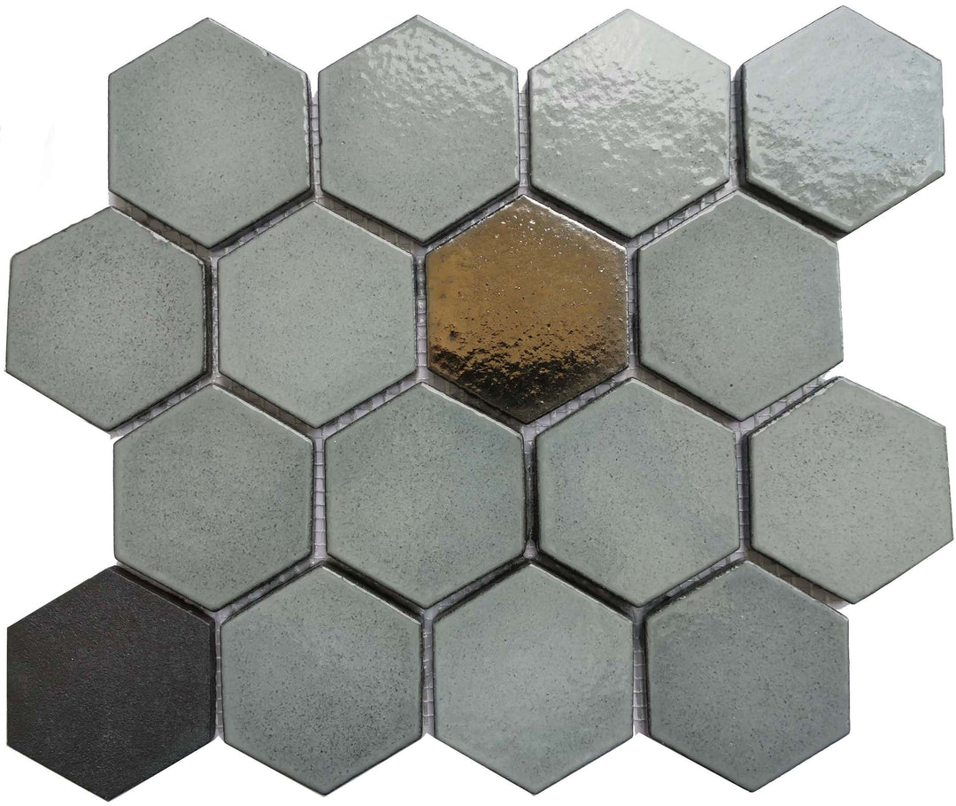 Lugo 12.1" x 10.43" Lava Stone Mosaic Floor and Wall Tile
