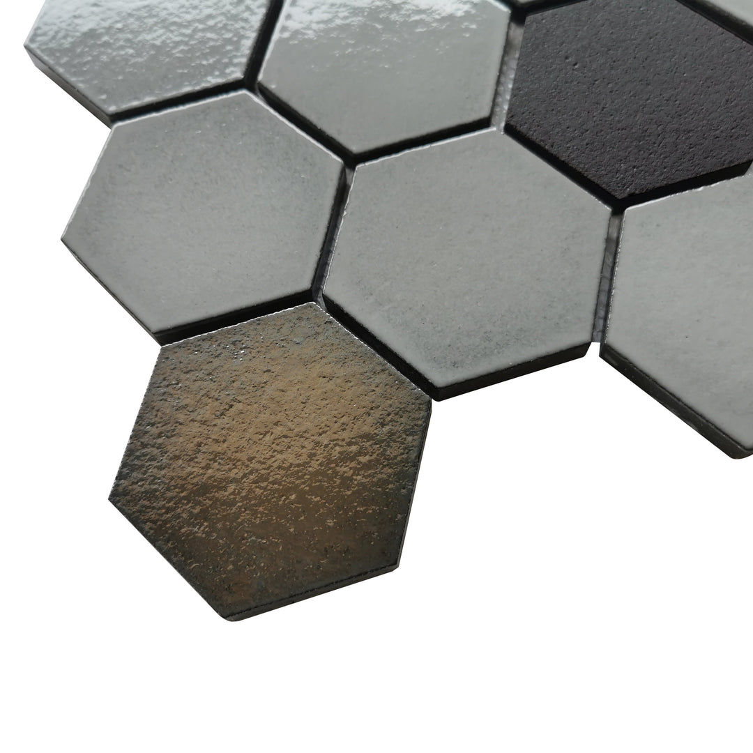 Lugo 12.1" x 10.43" Lava Stone Mosaic Floor and Wall Tile