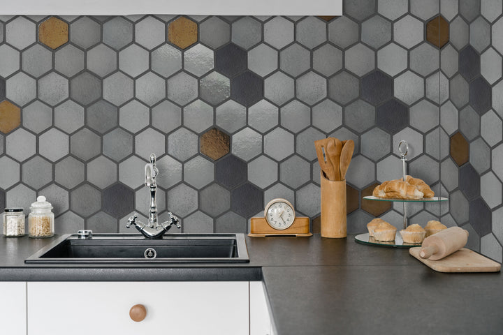 Lugo 12.1" x 10.43" Lava Stone Mosaic Floor and Wall Tile