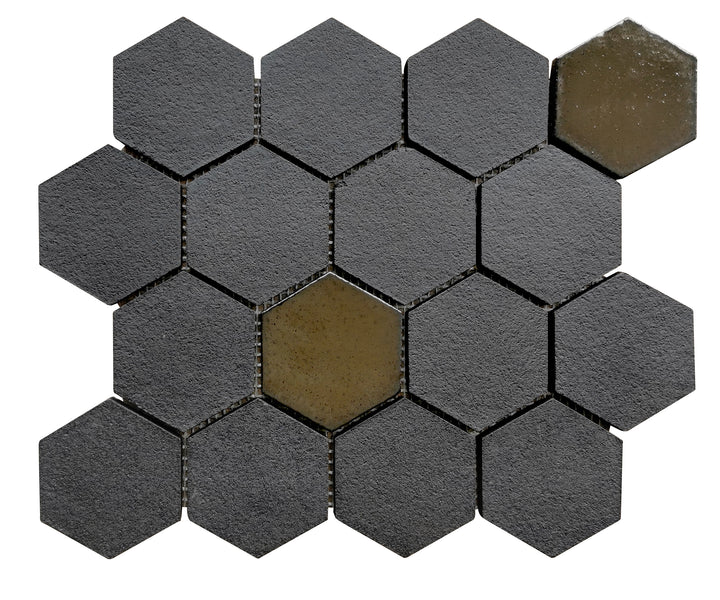 Lugo 12.1" x 10.43" Lava Stone Mosaic Floor and Wall Tile
