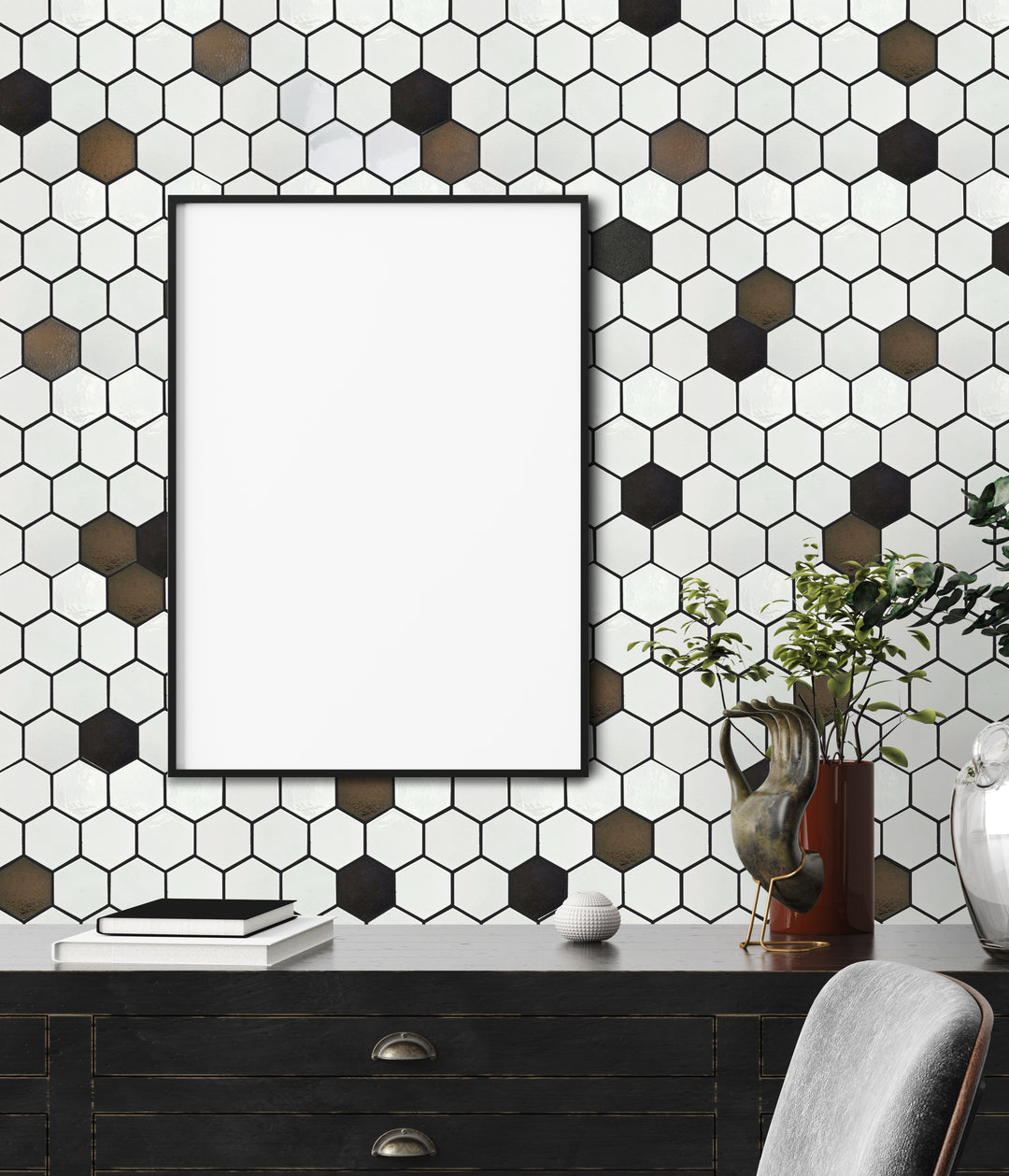 Lugo 12.1" x 10.43" Lava Stone Mosaic Floor and Wall Tile